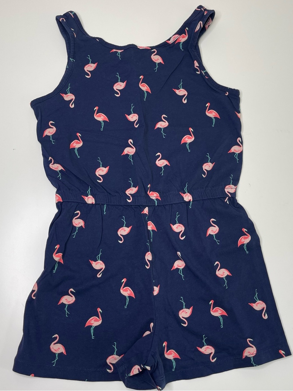 Old Navy Flamingo Print Sleeveless Romper (Navy Blue) Girl's Size LARGE 10/12